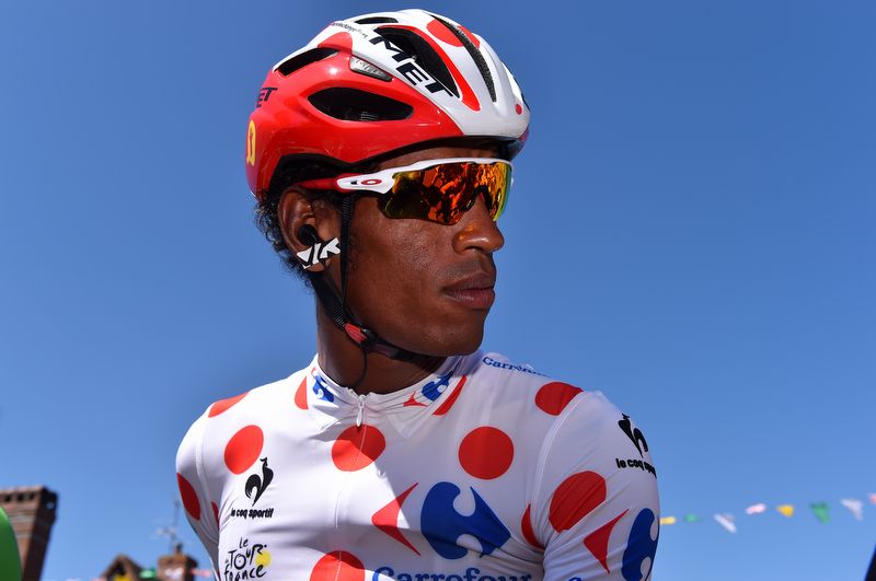 Daniel Teklehaimanot (MTN-Qhubeka) in the polka dot KOM jersey