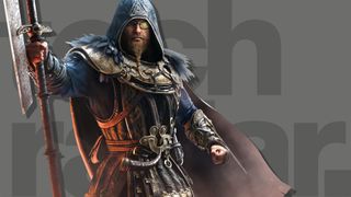Best single-player games: Assasssin's Creed Valhalla's male Eivor against a gray background 