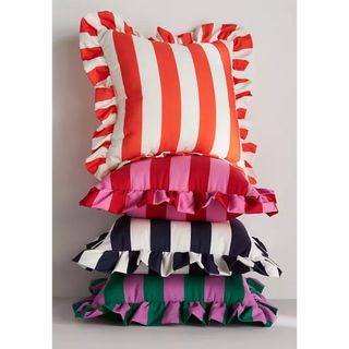 Maeve by Anthropologie Striped Ruffle Indoor/Outdoor Pillow