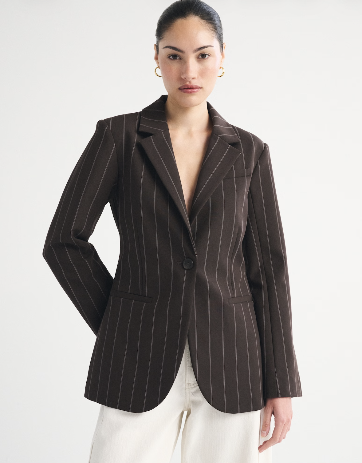 Nipped-Waist Suiting Blazer
