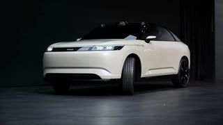 The Sony Honda Mobility Inc. Afeela prototype electric vehicle unveiled during the 2026 CES event in Las Vegas, Nevada, US, on Monday, Jan. 5, 2026. Sony Honda Mobility unveiled a prototype of the next-generation of its fully-electric Afeela, which is set to reach customers in the US as early as 2028. Photographer: Bridget Bennett/Bloomberg via Getty Images