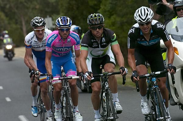 Bernard Sulzberger bridged the gap to the leading trio on Mt.Buninyong but would he have the legs to remain with them?