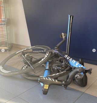 Imogen Cotter's bike after she was hit head-on by the driver of a car while training
