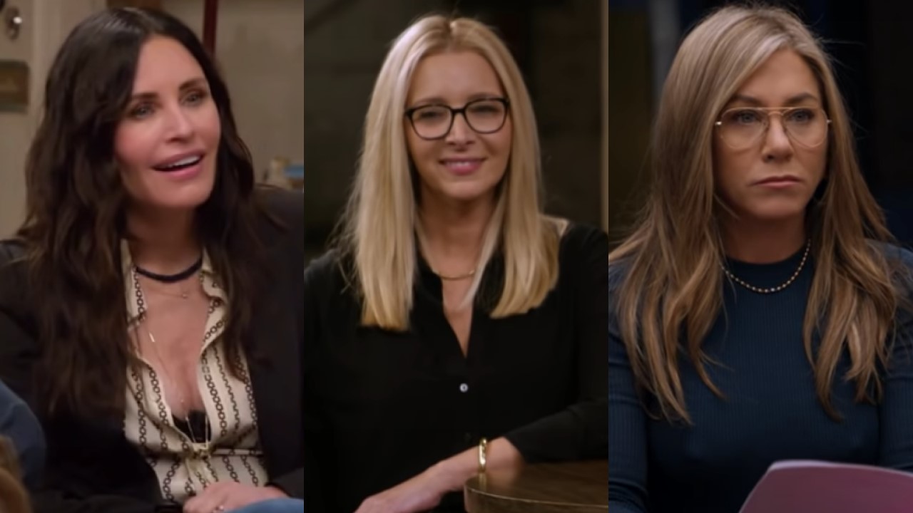 Courteney Cox, Lisa Kudrow and Jennifer Aniston on Friends: The Reunion.
