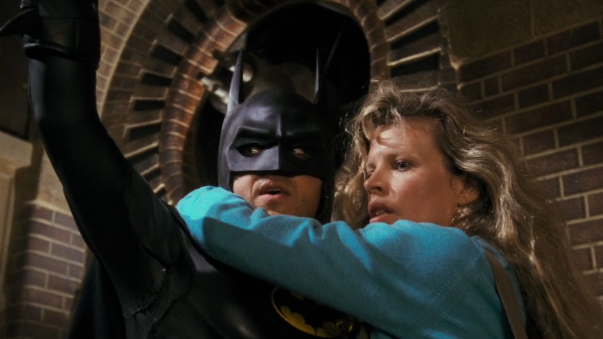 Batman rescuing Vicki Vale in Batman