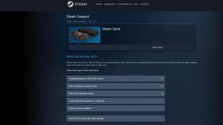 Steam Deck Support page.