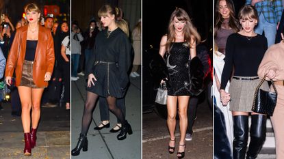 Taylor Swift walks in New York City wearing affordable jewelry brand Mazin and black outfits