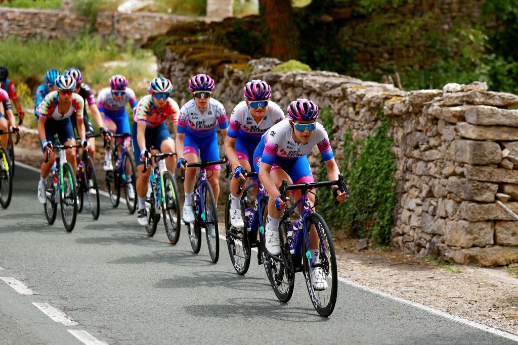 OJO GUARENA SPAIN MAY 21 Kristen Faulkner of United States and Team BikeExchange Jayco competes during the 7th Vuelta a Burgos Feminas 2022 Stage 3 a 1134km stage from Medina de Pomar to Monumento Natural de Ojo Guarea 767m VueltaBurgos BurgosFem UCIWWT on May 21 2022 in Ojo Guarea Spain Photo by Gonzalo Arroyo MorenoGetty Images