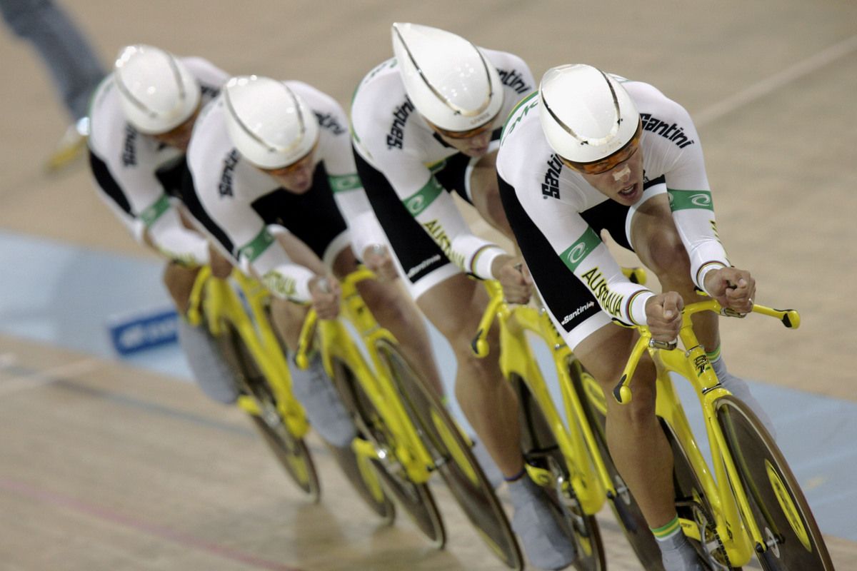 Stephen Wooldridge in the team pursuit at the 2005 Track Worlds in LA