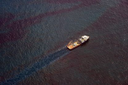 An oil sheen on the Gulf of Mexico.