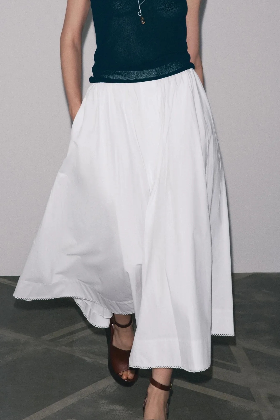 Zara, ZW Collection Poplin Midi Skirt