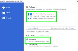 how to upload to Google Photos - choose folders