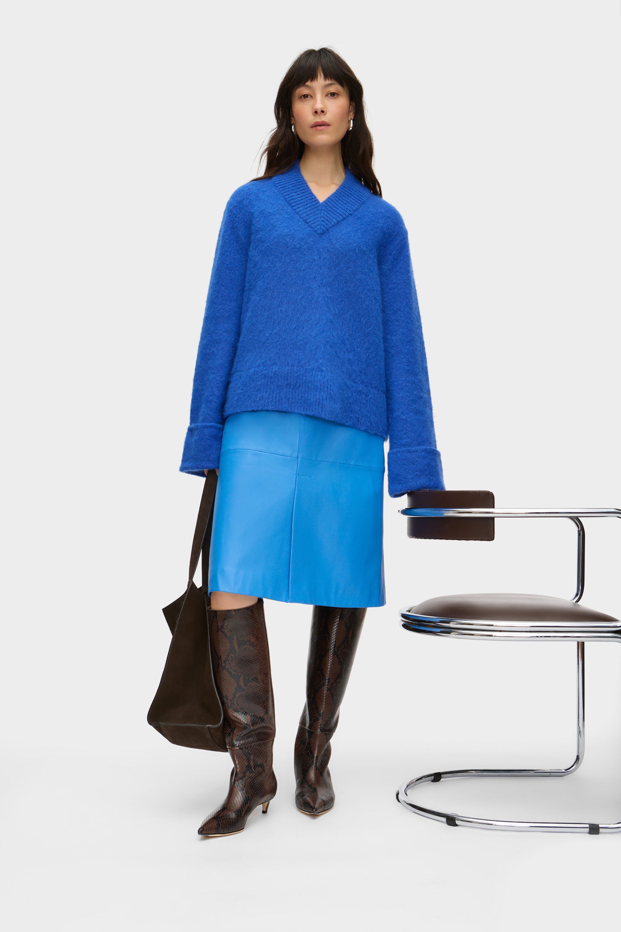 Olwen Leather Midi Skirt