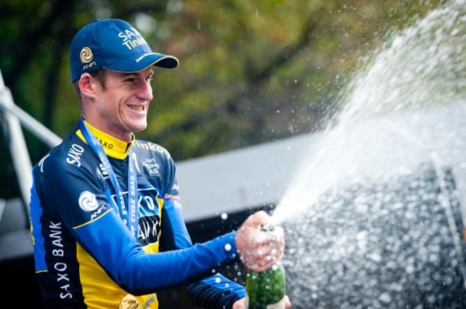 Michael Rogers (Saxo-Tinkoff) celebrates his first win of 2013