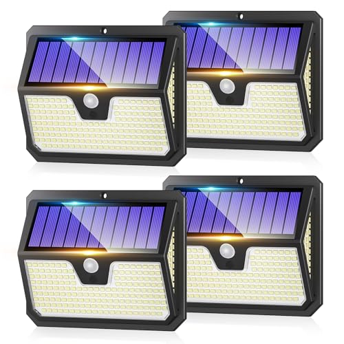 Seklin Outdoor Solar Lights, 238 Led Solar Security Lights and 3 Modes Motion Sensor 270&amp;deg; Wide Angle Solar Powered Lights Ip65 Waterproof Solar Wall Light for Front Door Yard Garage Garden