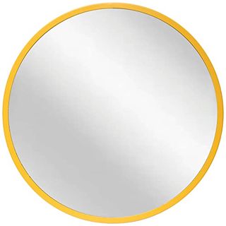Infinity Instruments 20 Inch Round Wall Mirror, Matte Finish, Metal Frame for Modern, Contemporary Bedroom, Bathroom, Living Room, Home Entryway (yellow)