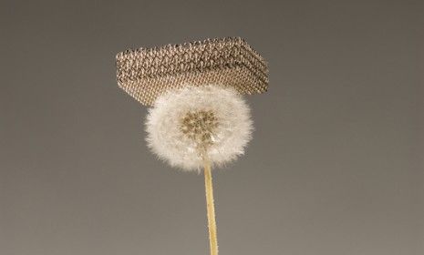 The world&amp;#039;s lightest material uses interlocking hollow tubes made from nickel that is each 1,000 times thinner than a human hair.