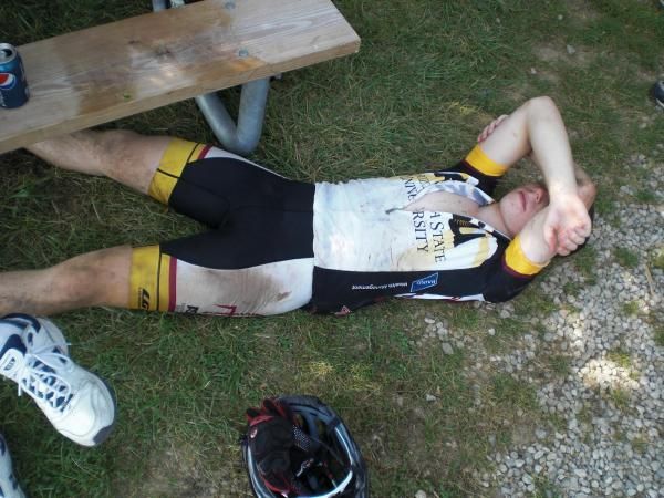 Another racer feeling the effects of 100 miles / 90+ degree heat
