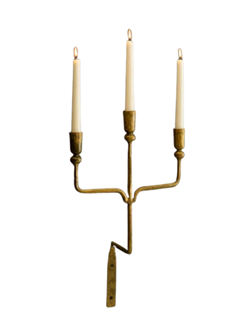 Triple Taper Forged-Iron Wall Sconce 