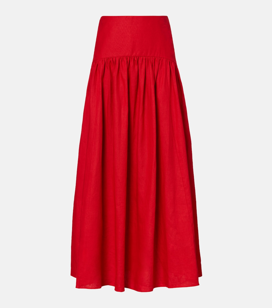 Procida Linen Maxi Skirt in Red - Staud