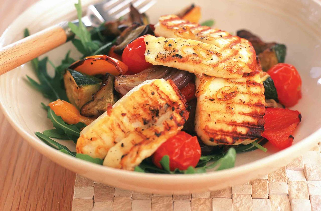 roast ratatouille halloumi salad