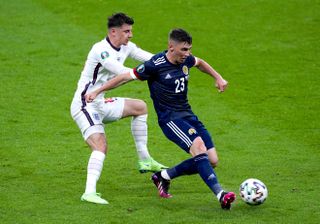 Mason Mount (left) and Scotland’s Billy Gilmour, his Chelsea team-mate