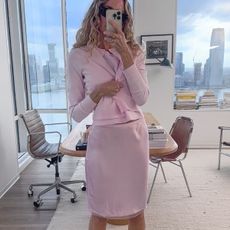 Woman in pink outfit