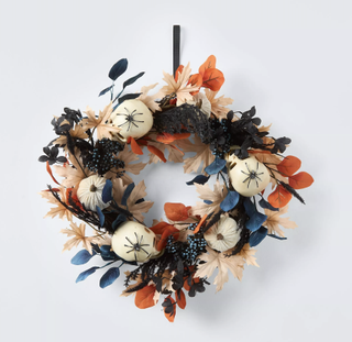 Spider Pumpkins Halloween Wreath