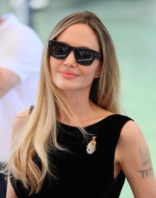 Angelina Jolie is seen at the 81st Venice International Film Festival on August 29, 2024 in Venice, Italy.