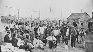 group of freed slaves along harbor