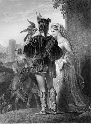 falconry noble tudor man and lady