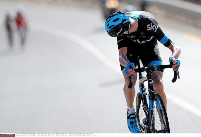 Chris Froome (Team Sky) checks the gap to his rivals