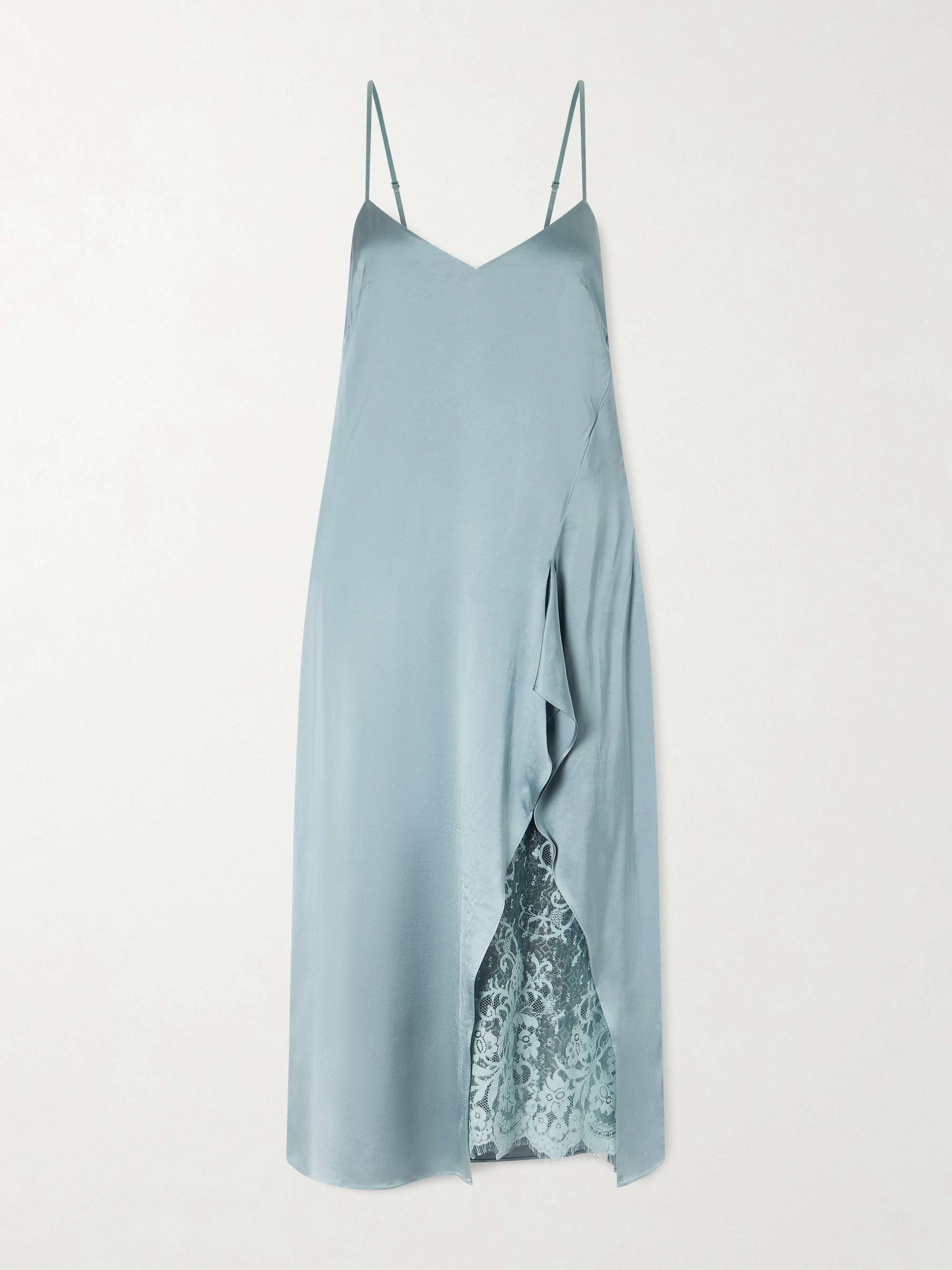 Docketta Lace-Trimmed Satin Dress