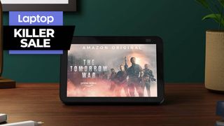Echo Show 8 smart display with The Tomorrow War Amazon original Prime Video movie photo still on screen
