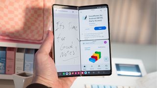 Multitasking on the Samsung Galaxy Z Fold 5 with the new taskbar upgrade