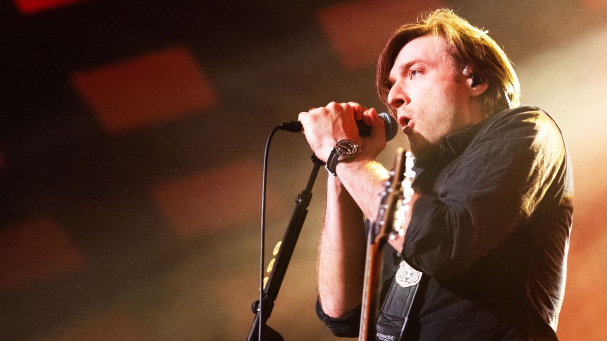 Tyler Lyle of The Midnight performs on stage at The Barrowland Ballroom on March 31, 2023 in Glasgow, Scotland.