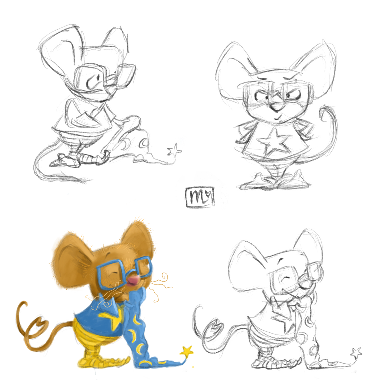 Storyful characters; four cartoon mice