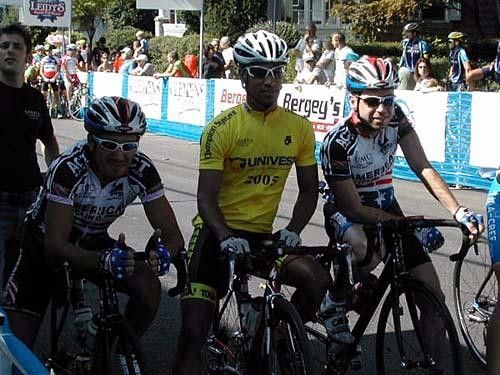 Joe (r) with Melito Heredia (c) winner of the 2006 Univest GP and the author&rsquo;s teammate Alvaro Tardaguila (l) who came second.