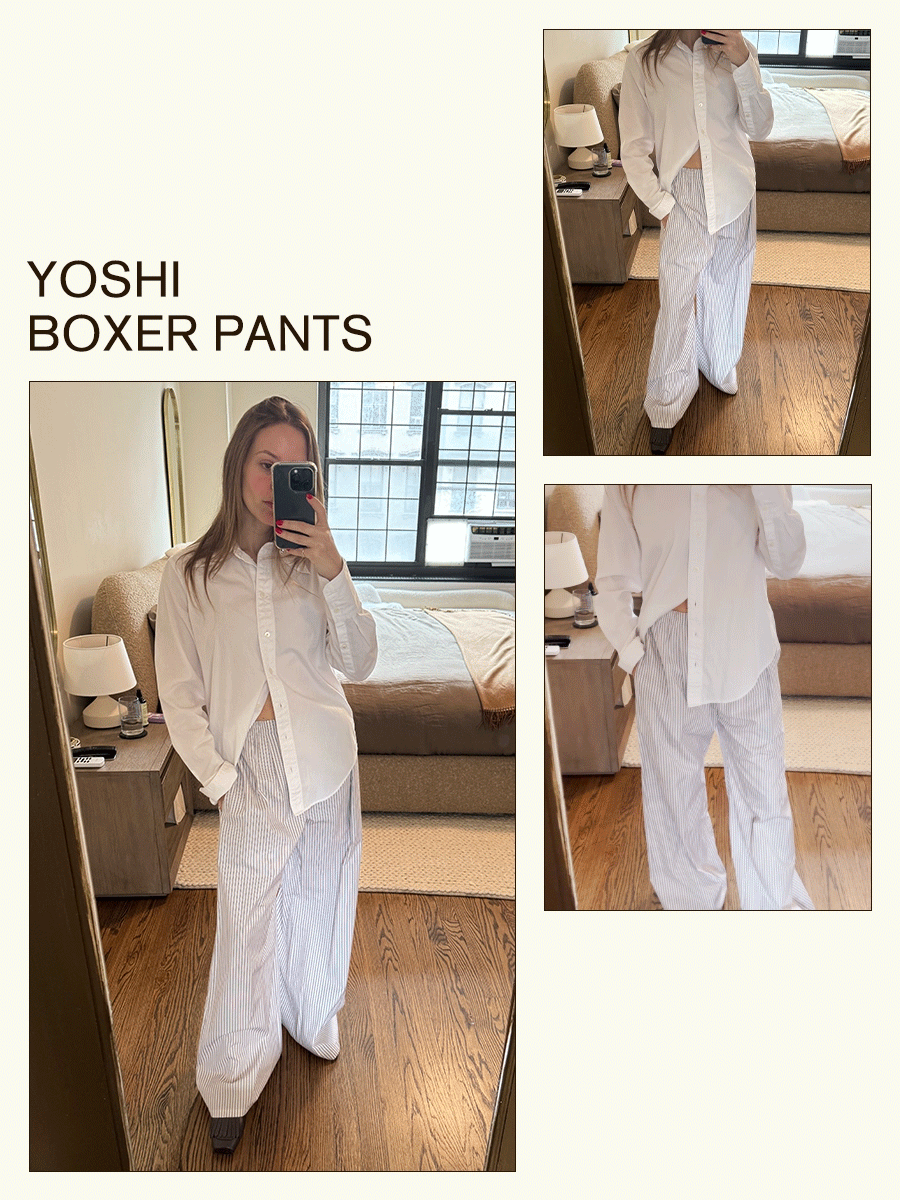 Nikki Chwatt is wearing Leset pants for a try-on and review.
