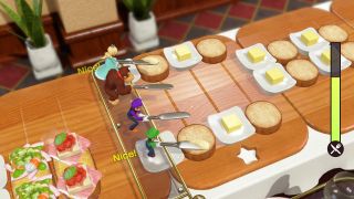 A screenshot of a culinary minigame in Super Mario Party Jamboree