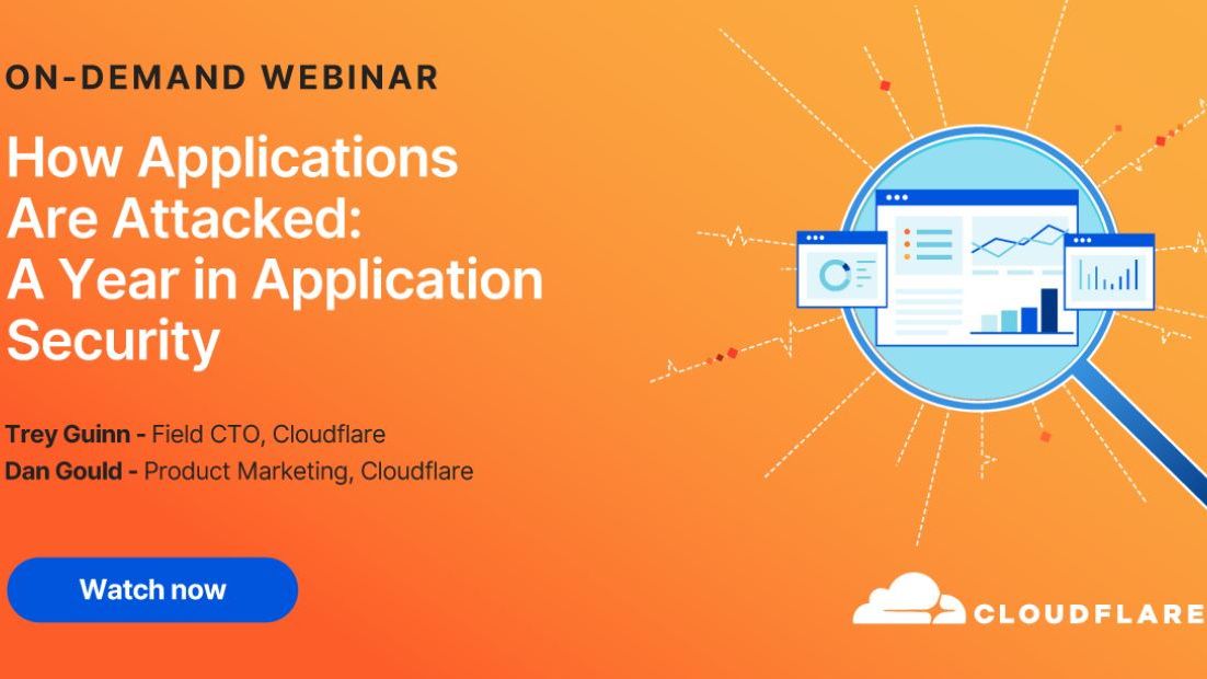 Orange webinar screen with title and image of magnifying glass with chart and graph icons inside