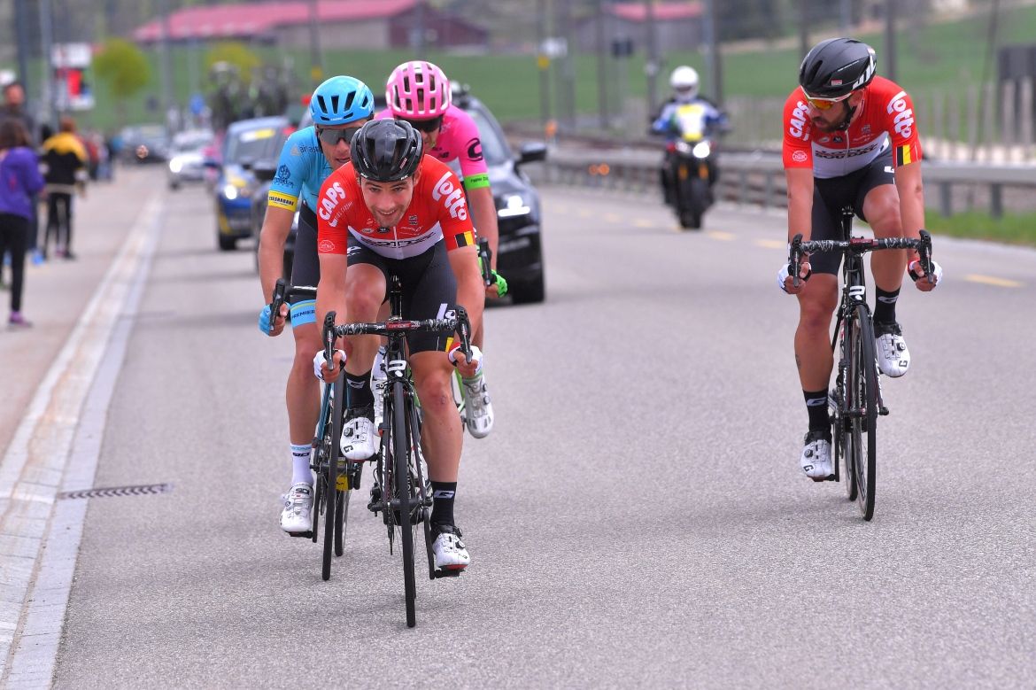 Victor Campenaerts (Lotto Soudal) drives the breakaway