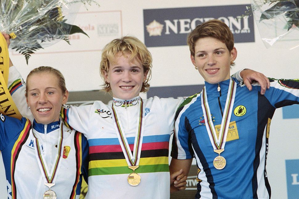 In 1999 Genevieve Jeanson won the Juior World Championship time trial over Juliette Vandekerckhove and Trixi Worrack (Image credit: Fotoreporter Sirotti)
