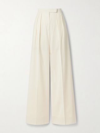 Piombo Pleated Wool Wide-Leg Pants