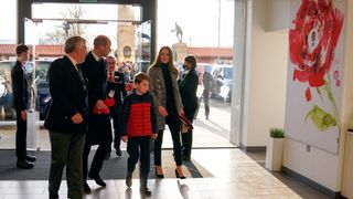 Prince William, Prince George and Princess of Wales arrive to watch the Six Nations international rugby union match between England and Wales