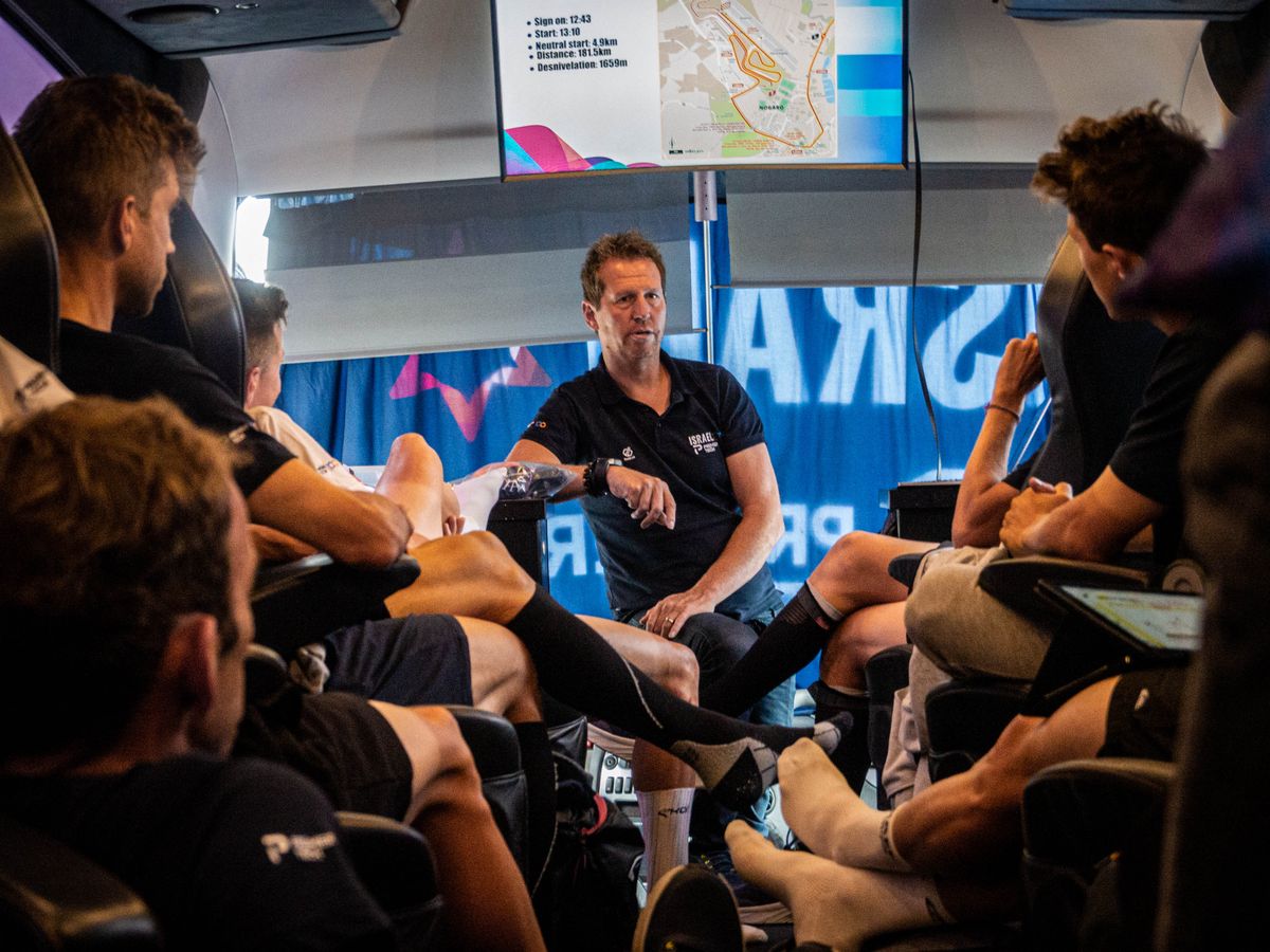 A view inside the team bus at Israel Premier-Tech