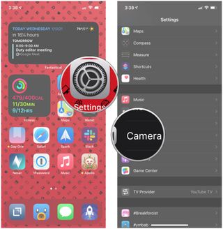 How to enable ProRAW on iPhone 12 Pro or Pro Max by showing steps: Launch Settings, scroll down and tap Camera