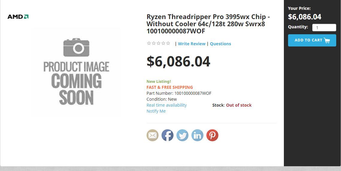 AMD Threadripper Pro Retail Pricing