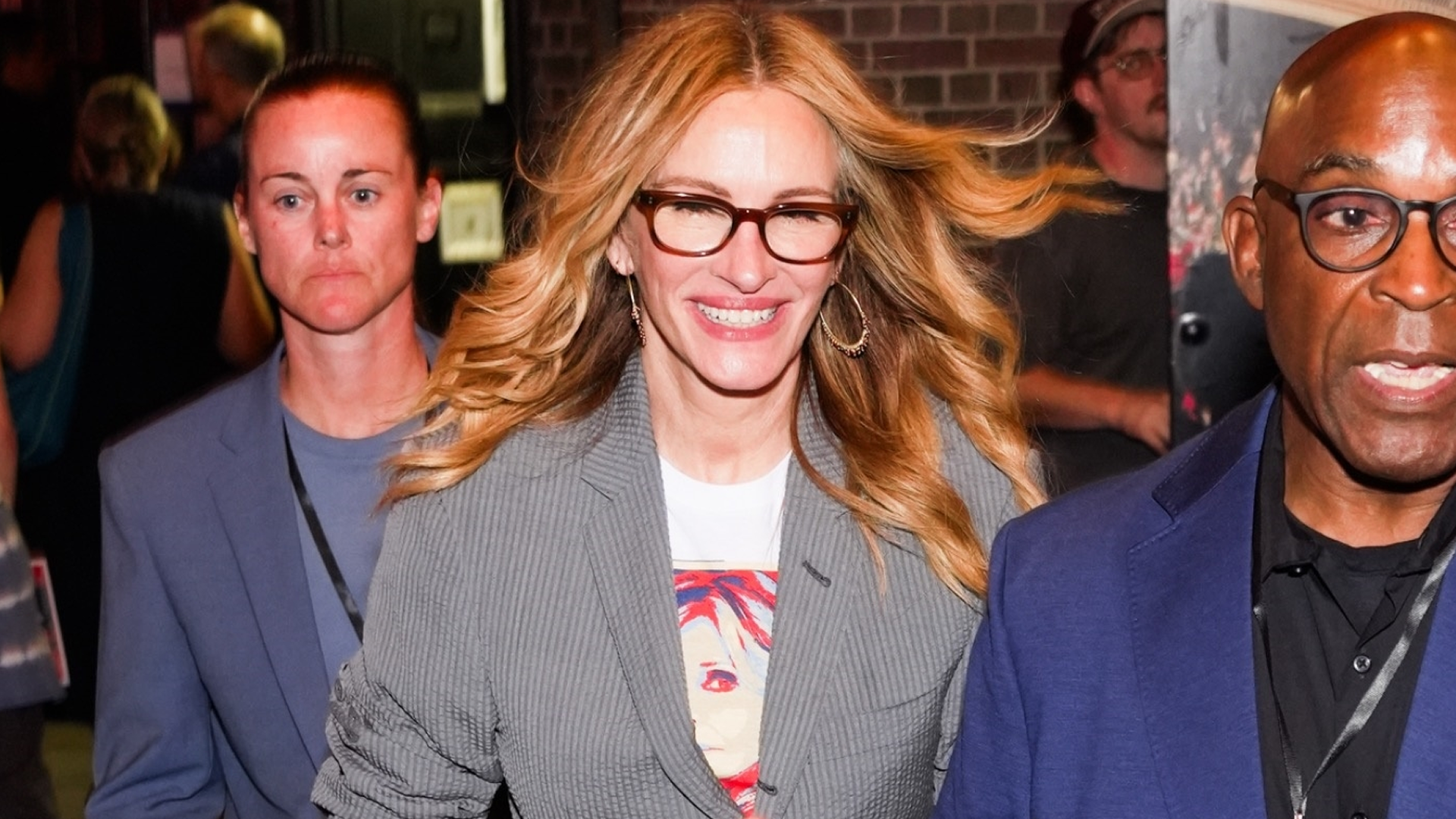 Julia Roberts wore the Bermuda shorts trend with a matching blazer in New York City
