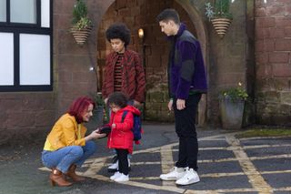 Ollie Morgan and Brooke Hathaway meet their son Thierry in Hollyoaks.
